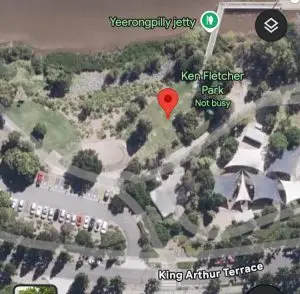 aerial view of park showing where Craft with Aunty Em is being held.